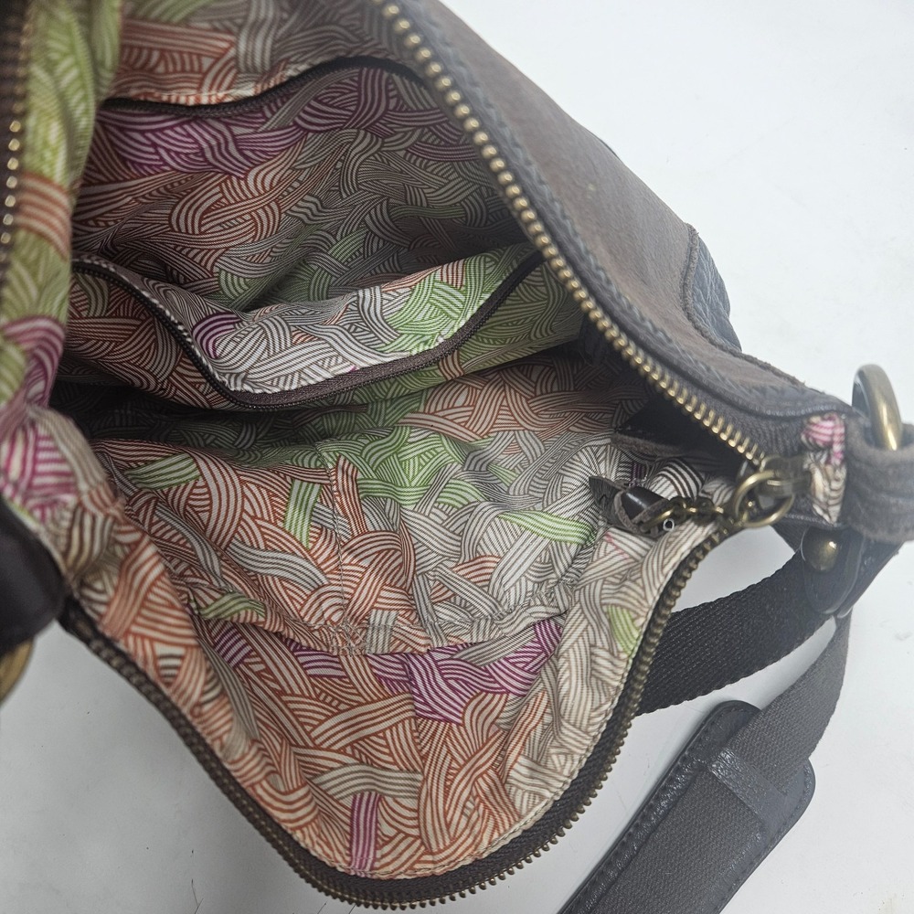 The Sak Lucia Women's Leather Purse Brown Patchwork Crossbody Shoulder Bag - Picture 7 of 9